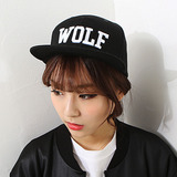 EXO韩版WOLF平沿帽子女士街头棒球帽字母棒球帽男春夏遮阳平檐帽