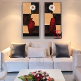设计师推荐纯手绘油画软装装潢中式风格客厅卧室装饰画花卉菊花