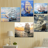 超值数字油画一帆风顺DIY填色大海帆船风景航海凯旋归来装饰画