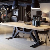 美式乡村铁艺复古实木餐桌北欧创意书桌家具餐桌办公桌椅简易桌子