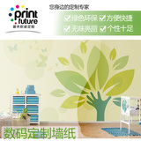 环保 墙纸 壁画 手绘 儿童房 绿色 小树 客厅 背景墙 墙面焕新