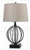 现代简约时尚创意黑色圆球形铁线台灯 娄空鸟笼状装饰 总高64厘米