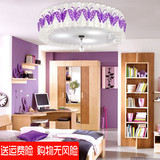 紫色蝴蝶浪漫温馨PVC灯罩LED水晶吸顶灯现代简约主卧室灯具儿童房