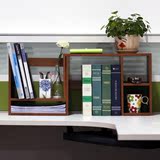 雨生桌上书架创意桌面置物架办公室收纳架简易书桌伸缩小书架木质