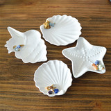 地中海家居饰品摆件陶瓷盘子装饰盘贝壳工艺品零食碟子海洋装饰品