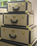 高档麂皮绒储物箱子收纳箱手提箱旅行箱 摄影展示箱道具箱复古箱