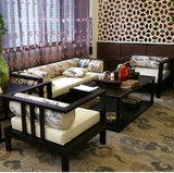 新中式家具简约现代实木沙发客厅布艺沙发组合影楼茶楼售楼处现货