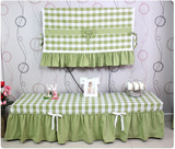 绿色方块格子田园韩式电视柜罩茶几桌布柜套桌布套餐桌布罩可定做