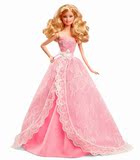 现货美国代购美泰Barbie正品2015 生日愿望芭比娃娃粉色标珍藏版