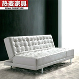 包实木 风格皮沙发家具出口功能白色简约现代成人组装木1.2沙发床