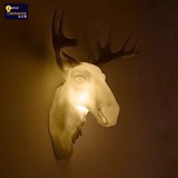 装饰动物北欧美式创意复古守猎者鹿头内透光发光鹿头壁灯酒店酒吧