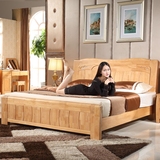 现代中式橡木床 简约实木床1.8米双人床 1.5米单人实木家具床特价