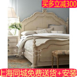 欧式美式复古仿古做旧高背北欧风格实木单人双人床别墅酒店卧室床