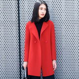 迪万妮2016秋季新款双面呢羊绒大衣女韩版修身中长款羊毛呢子外套