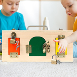 幼儿园1-3岁儿童宝宝幼儿木质益智力早教学习钥匙开锁玩具锁扣箱