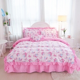 纯棉床裙四件套春夏秋冬床上用品韩式荷叶花边床罩款1.5米1.8m床