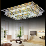 长方形金黄色LED贴片吸顶灯现代简约水晶 卧室客厅灯具图片