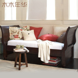 美式沙发床 全实木多功能折叠伸缩可推拉带拖床沙发床贵妃椅 定制