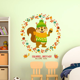 墙贴纸贴画卡通儿童房间卧室幼儿园小学教室墙壁装饰松鼠花枝花环
