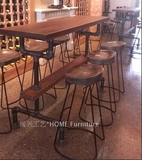 美式乡村loft简约时尚铁艺吧台椅餐桌椅休闲桌椅咖啡厅酒吧实木凳