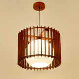 现代新中式实木吊灯圆形仿古餐厅灯创意单头过道玄关阳台灯吧台灯