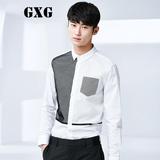 GXG男装 2016夏季新品 都市男士时尚白色休闲长袖衬衫#62803010