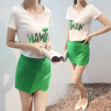 韩国2016春季小香风新款时尚亮片恤短裙两件运动女套装4163