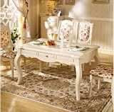 实木现代简约白色欧式宜家田园条形餐桌椅组合餐台饭桌餐厅家具
