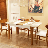 实木餐桌伸缩 烤漆 小户型 钢化玻璃 4人实木餐台 6人餐桌椅 组合