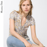 Massimo Dutti 女装 夏季短袖印花真丝衬衫 05124878251