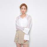 韩国Stylenanda代购正品透视白衬衫女夏长袖宽松显瘦薄款简约百搭