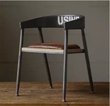 铁艺吧台椅 欧式复古铁艺休闲椅 实木椅 田园带坐垫餐椅