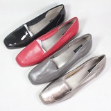 欧美新款芭蕾舞鞋平底鞋 真皮舒适糖果色红色黑色银色平跟女单鞋