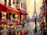 包邮精准印花新款dmc十字绣 客厅风景 世界名画油画 巴黎的四月