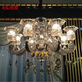 罗浮宫奢华别墅复式三层吊灯锌合金水晶灯餐厅客厅灯花瓣玻璃罩灯