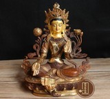 【藏佛缘风情】藏传佛像 7寸 国产仿尼泊尔 纯铜鎏金 绿度母 佛像