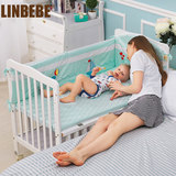 多省环保婴儿床实木无漆儿童床大尺寸带滚轮可调档0-0岁可用