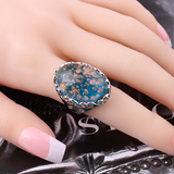 复古宫廷琥珀夸张食指装饰戒指女韩版欧美潮人蓝宝石女时尚饰品