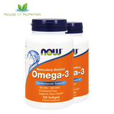 两瓶装Now Foods omega-3不饱和脂肪酸深海鱼油软胶囊200粒 *2