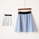 2件包邮~出口日本原单纯棉刺绣蕾丝正反两面穿清新高腰短裙半身裙