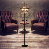 北欧创意个性铁艺做旧卧室大气客厅落地灯具美式高档鸟笼水晶灯饰