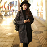 韩国呢子大衣中长款宽松学院风茧型学生冬装女加厚毛呢外套女显瘦