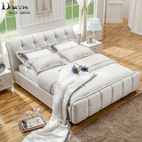 天然蚕丝布艺婚床 1.8米双人床 储物高箱软体床 简约现代可拆洗