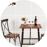 美式乡村复古铁艺桌椅组合三件套实木做旧户外休闲咖啡厅桌椅套件