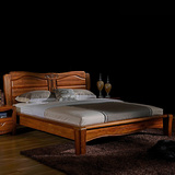 魅雅元素卧室全实木床双人1.8米床柚木床婚床新中式实木组合家具