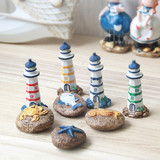 地中海风格创意小摆件 迷你树脂彩绘小灯塔石头 鱼缸小配件装饰品