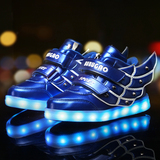 步步高男女童运动灯鞋led发光翅膀鞋休闲板鞋儿童USB充电夜光鞋潮