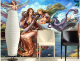 欧式壁纸油画艺术唯美仙女仙境手绘客厅玄关电视背景墙纸无缝壁画