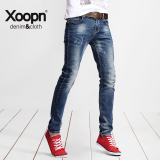 xoopn夏季牛仔裤男士青年四季小脚裤修身型男款直筒春秋款nzk潮流