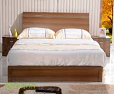 褐色蜀缘家具环保卧房实木颗粒板免漆板1.2 1.5 1.8米双人板式床